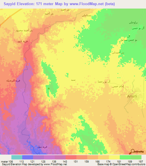 Sayyid,Iraq Elevation Map