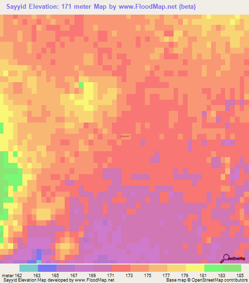 Sayyid,Iraq Elevation Map