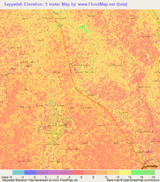 Sayyadah,Iraq Elevation Map