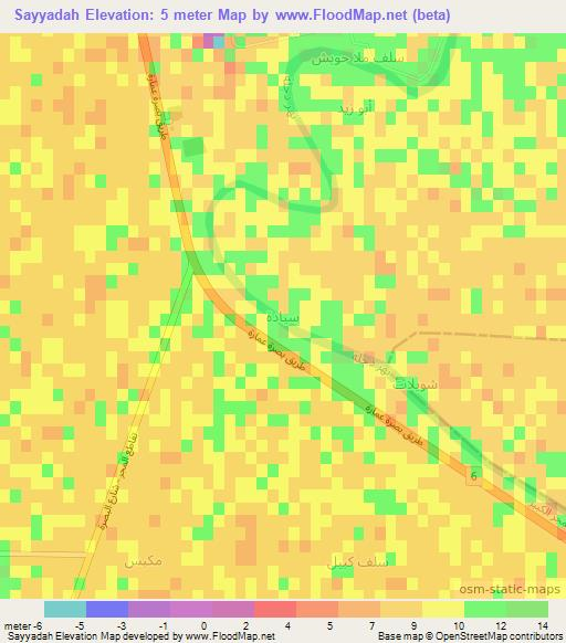 Sayyadah,Iraq Elevation Map