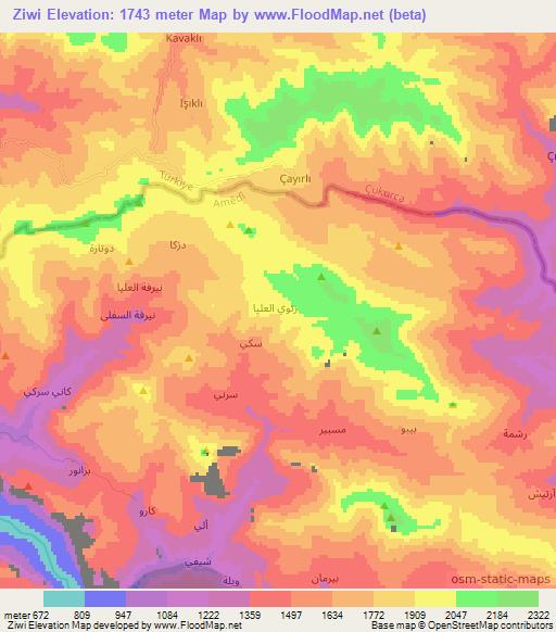 Ziwi,Iraq Elevation Map