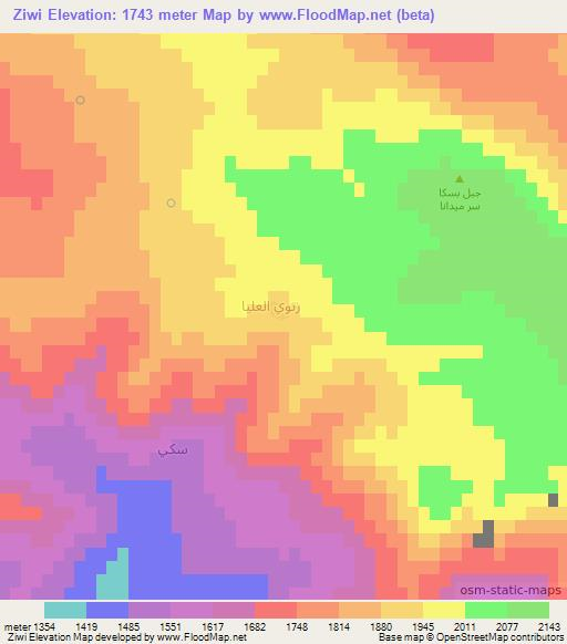 Ziwi,Iraq Elevation Map