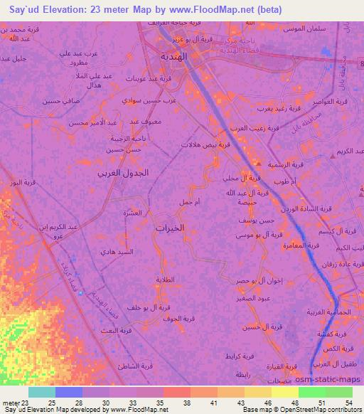 Say`ud,Iraq Elevation Map