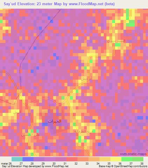 Say`ud,Iraq Elevation Map