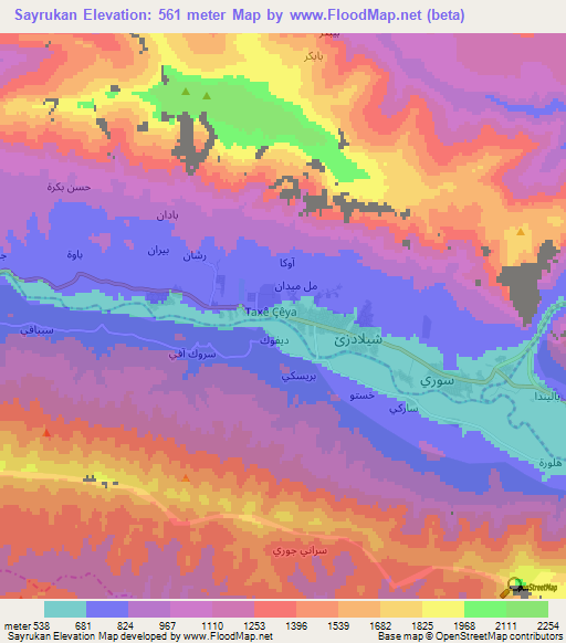 Sayrukan,Iraq Elevation Map