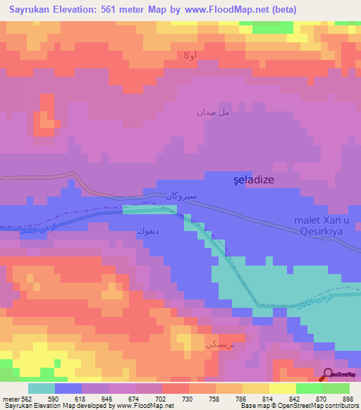 Sayrukan,Iraq Elevation Map