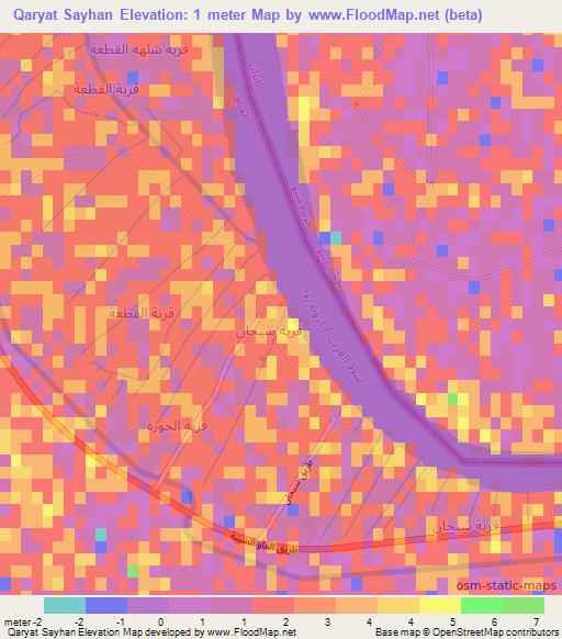 Qaryat Sayhan,Iraq Elevation Map