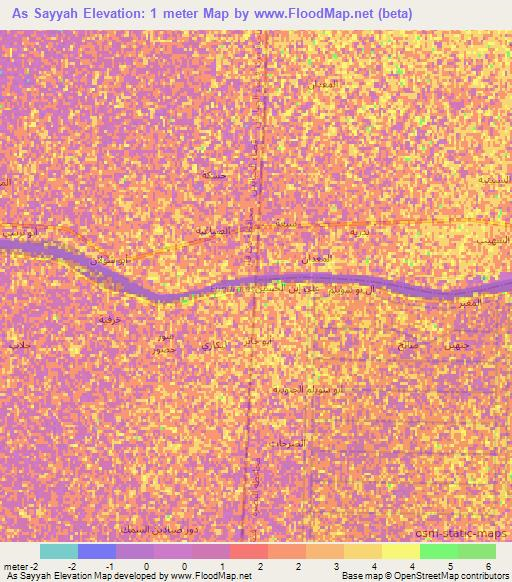 As Sayyah,Iraq Elevation Map