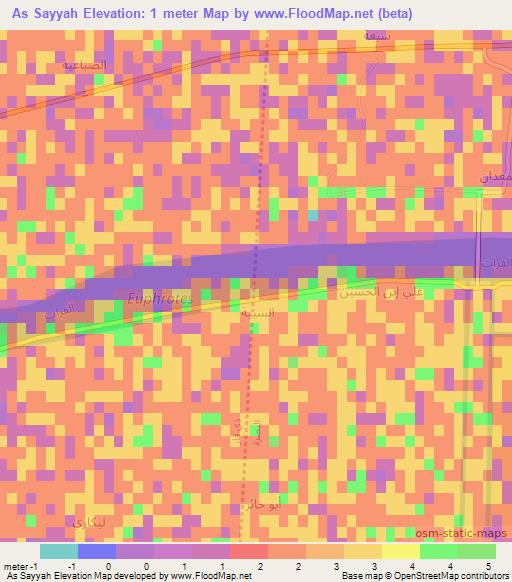 As Sayyah,Iraq Elevation Map