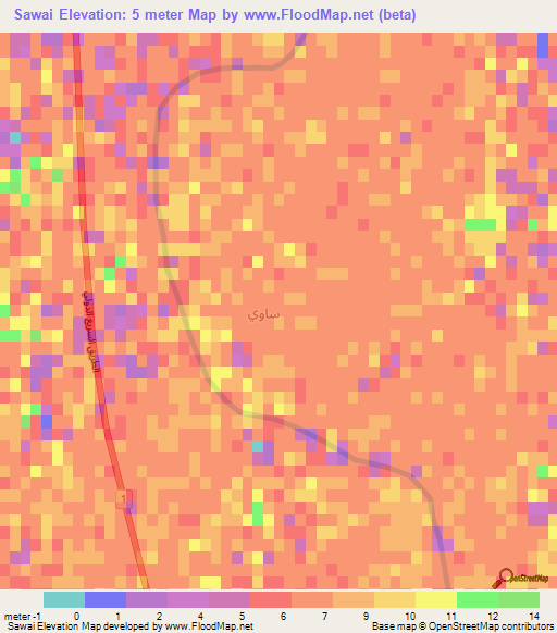 Sawai,Iraq Elevation Map