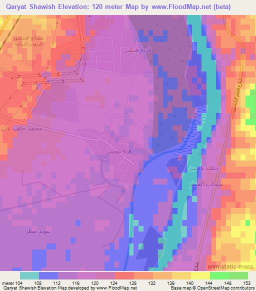 Qaryat Shawish,Iraq Elevation Map