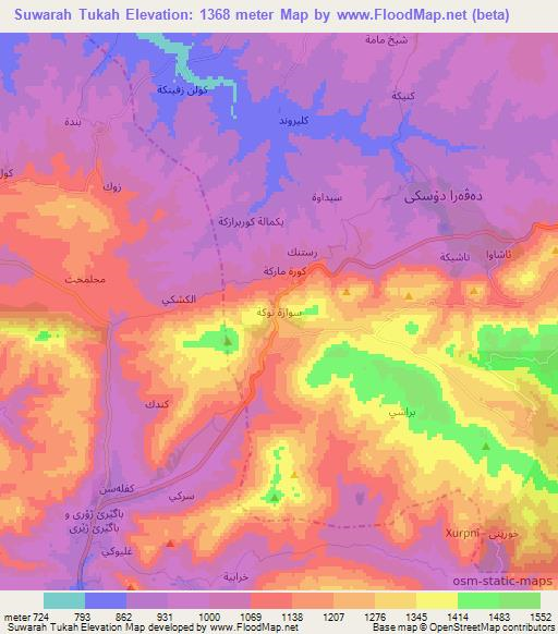 Suwarah Tukah,Iraq Elevation Map