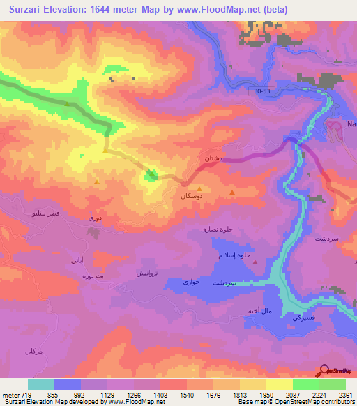 Surzari,Iraq Elevation Map