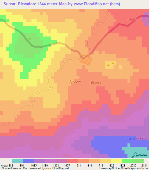 Surzari,Iraq Elevation Map