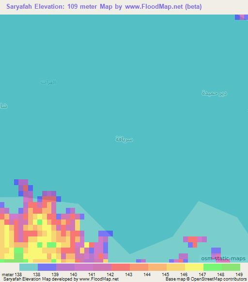 Saryafah,Iraq Elevation Map