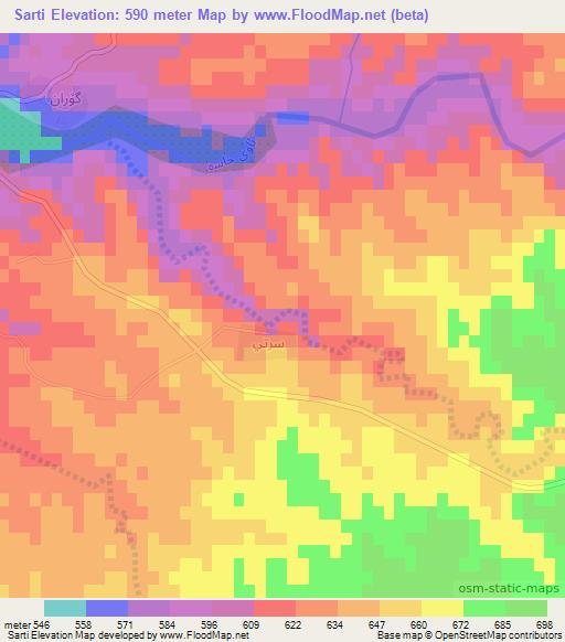 Sarti,Iraq Elevation Map