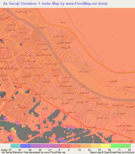 As Sarraji,Iraq Elevation Map