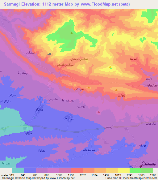 Sarmagi,Iraq Elevation Map