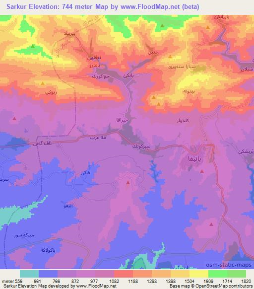 Sarkur,Iraq Elevation Map