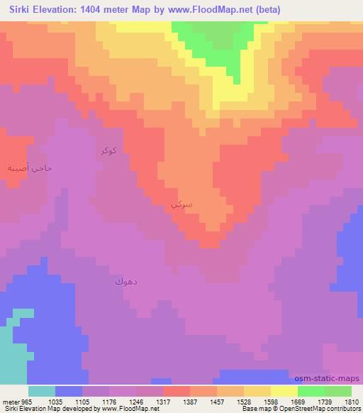 Sirki,Iraq Elevation Map