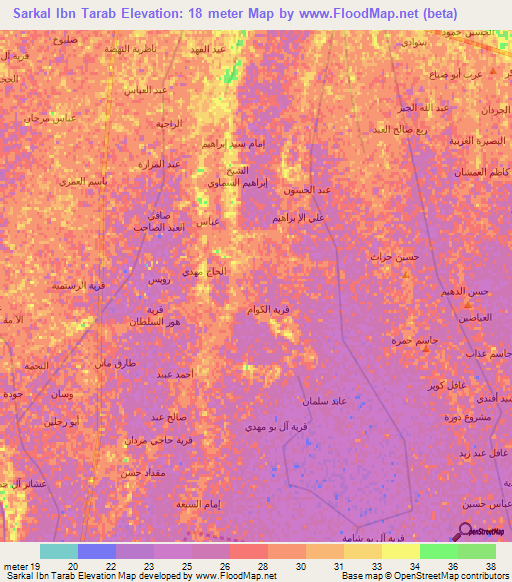 Sarkal Ibn Tarab,Iraq Elevation Map