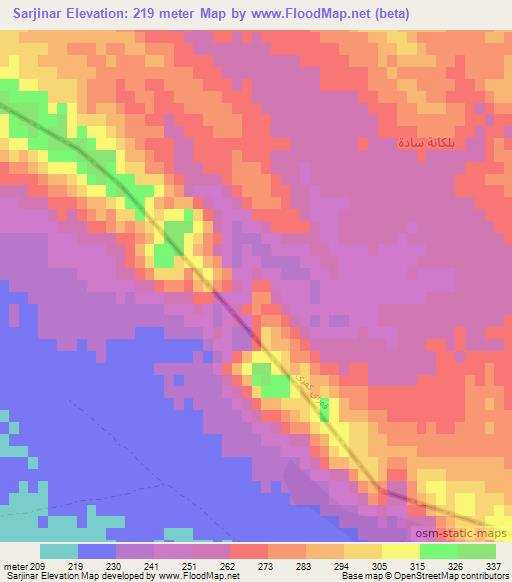 Sarjinar,Iraq Elevation Map