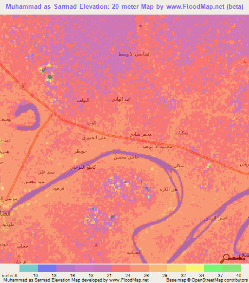 Muhammad as Sarmad,Iraq Elevation Map