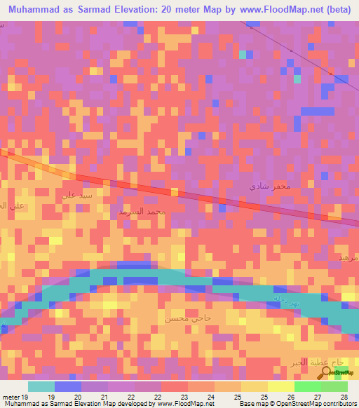 Muhammad as Sarmad,Iraq Elevation Map