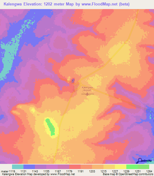 Kalengwa,Zambia Elevation Map