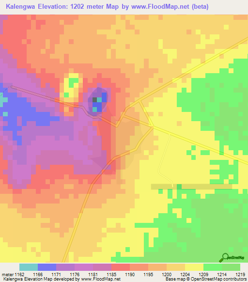 Kalengwa,Zambia Elevation Map