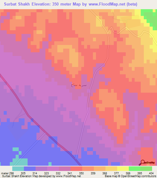 Surbat Shakh,Iraq Elevation Map