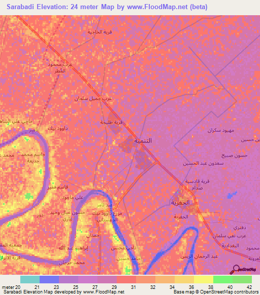 Sarabadi,Iraq Elevation Map