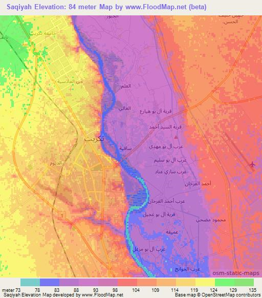 Saqiyah,Iraq Elevation Map