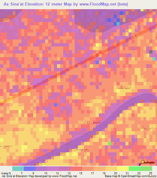 As Sina`at,Iraq Elevation Map