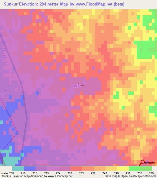 Sunkur,Iraq Elevation Map