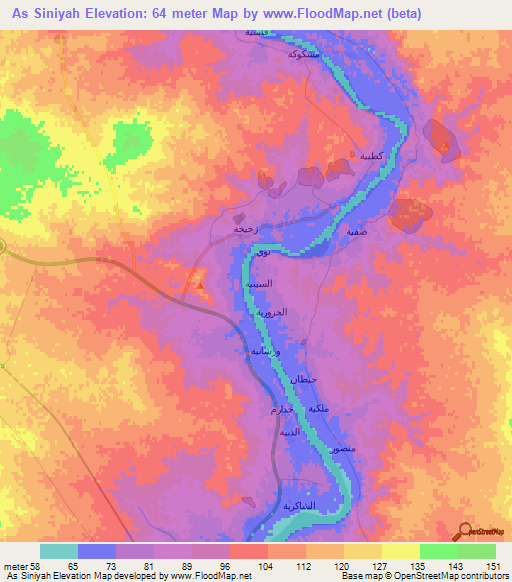 As Siniyah,Iraq Elevation Map