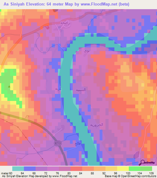 As Siniyah,Iraq Elevation Map