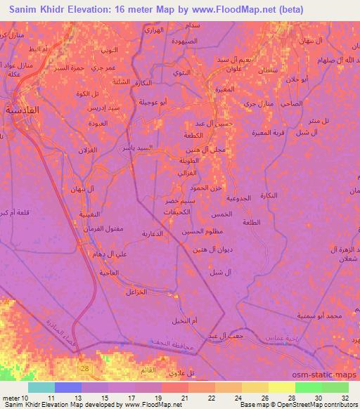 Sanim Khidr,Iraq Elevation Map