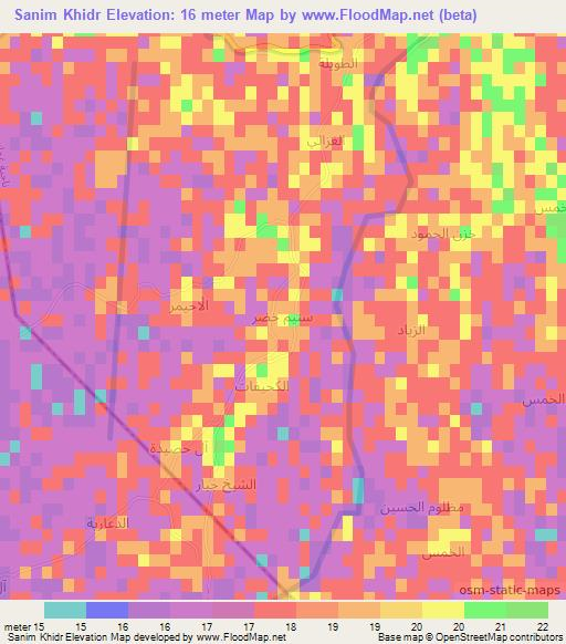 Sanim Khidr,Iraq Elevation Map