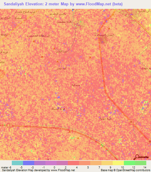 Sandaliyah,Iraq Elevation Map