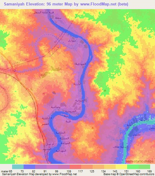 Samaniyah,Iraq Elevation Map