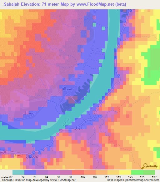 Sahalah,Iraq Elevation Map