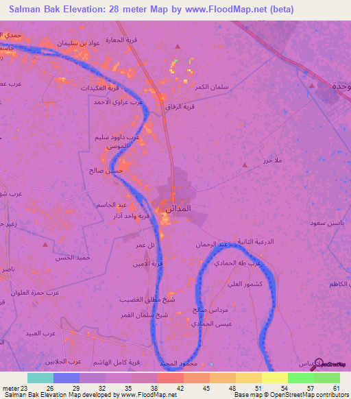 Salman Bak,Iraq Elevation Map