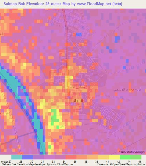 Salman Bak,Iraq Elevation Map