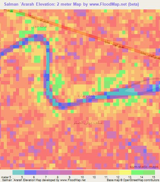 Salman `Ararah,Iraq Elevation Map