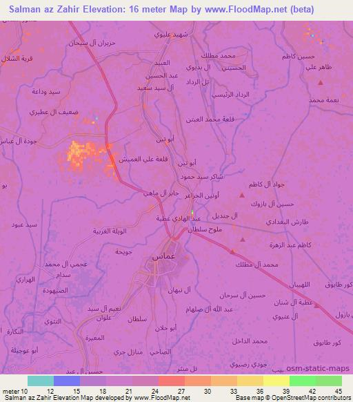 Salman az Zahir,Iraq Elevation Map