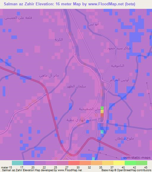 Salman az Zahir,Iraq Elevation Map