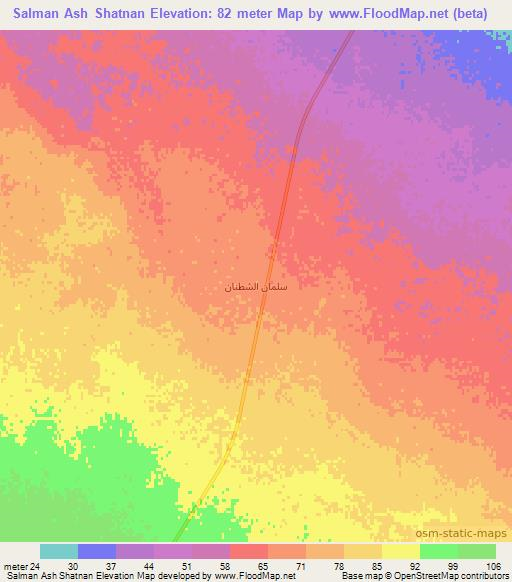 Salman Ash Shatnan,Iraq Elevation Map