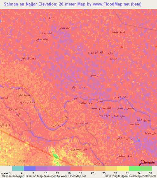 Salman an Najjar,Iraq Elevation Map