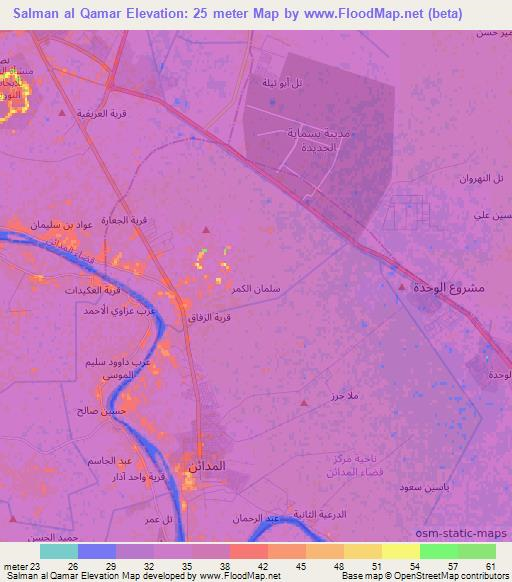 Salman al Qamar,Iraq Elevation Map